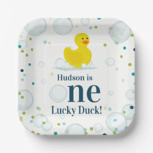 Assiettes En Carton Un Canard chanceux Première fête d'anniversaire