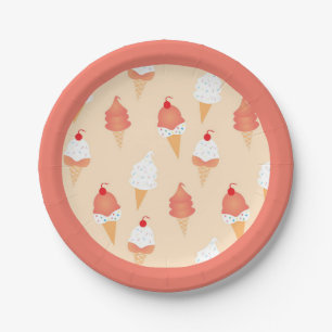 Assiettes En Carton Un Cône De Crème De Glace Mignonne Saupoudrant Les
