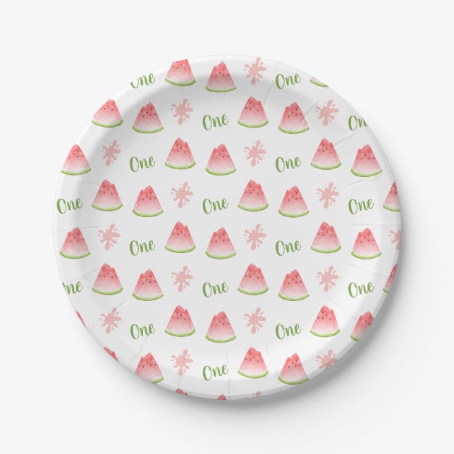 Assiettes En Carton Un dans la pastèque Melon Anniversaire (Devant)