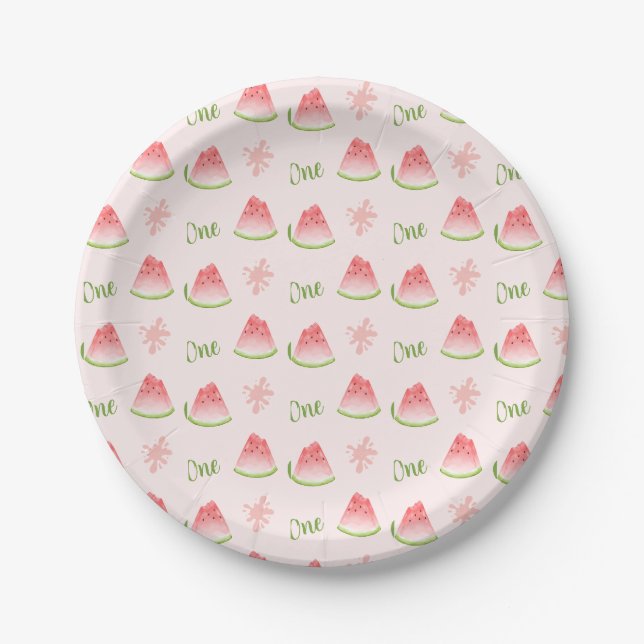 Assiettes En Carton Un dans la pastèque Melon Anniversaire (Devant)