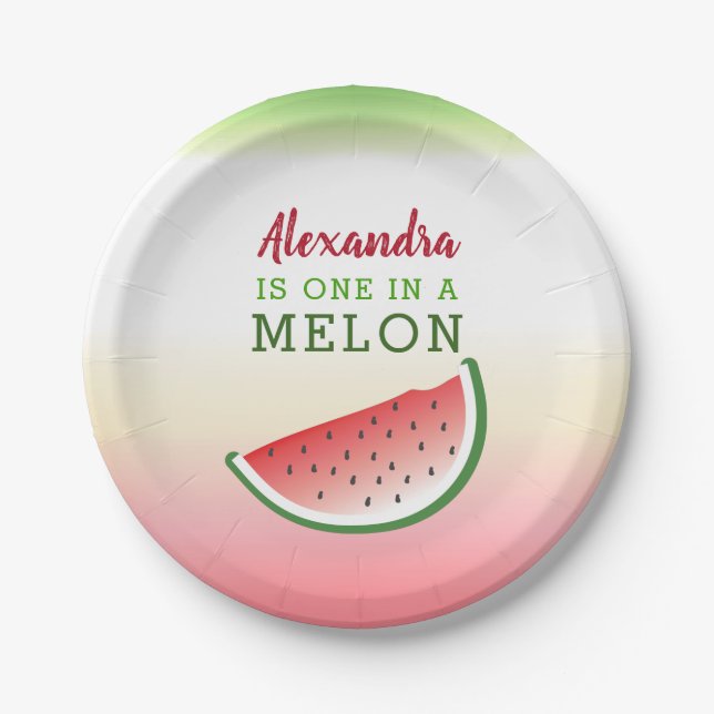 Assiettes En Carton Un dans un Melon 1er anniversaire (Devant)