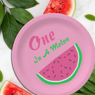 Assiettes En Carton Un dans un Melon 1er Anniversaire Plaque Papier