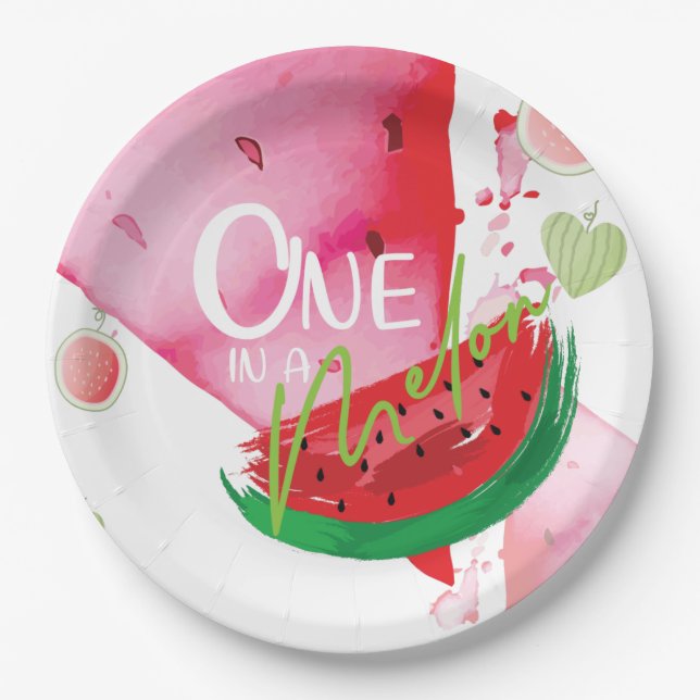 Assiettes En Carton Un dans un Melon mignon été (Devant)
