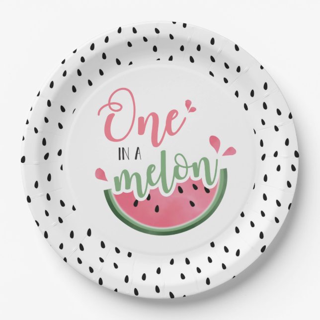 Assiettes En Carton Un dans un Melon Watermelon Premier anniversaire (Devant)