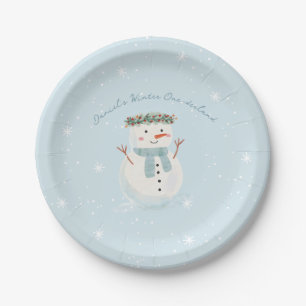 Assiettes En Carton Un derland Winter Bash Cute Snowman et Snowflake