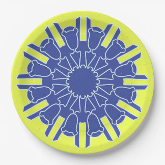 Assiettes En Carton Un design classique élégant jaune bleu  