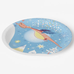 Assiettes En Carton Un dragon de Noël