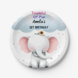 Assiettes En Carton Un éléphant blanc bois Anniversaire 1er anniversai