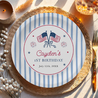 Assiettes En Carton Un garçon tout américain 4 juillet 1er anniversair