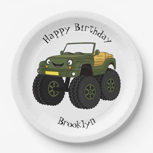 Assiettes En Carton Un Green Monster truck (Devant)