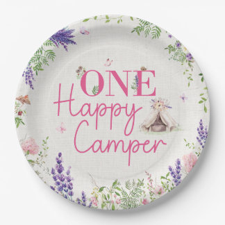 Assiettes En Carton Un Joyeux Camper Girls premier anniversaire