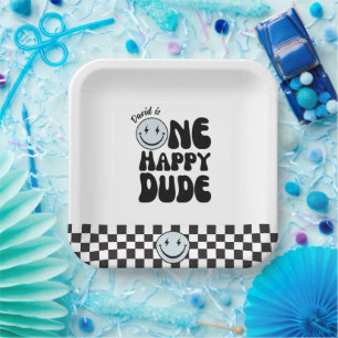 Assiettes En Carton Un joyeux Dude bleu joyeux visage anniversaire