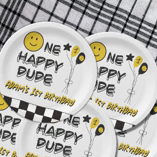Assiettes En Carton Un joyeux Mec Jaune sourire premier garçon 1er ann