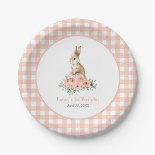 Assiettes En Carton Un lapin rose floral fille Anniversaire