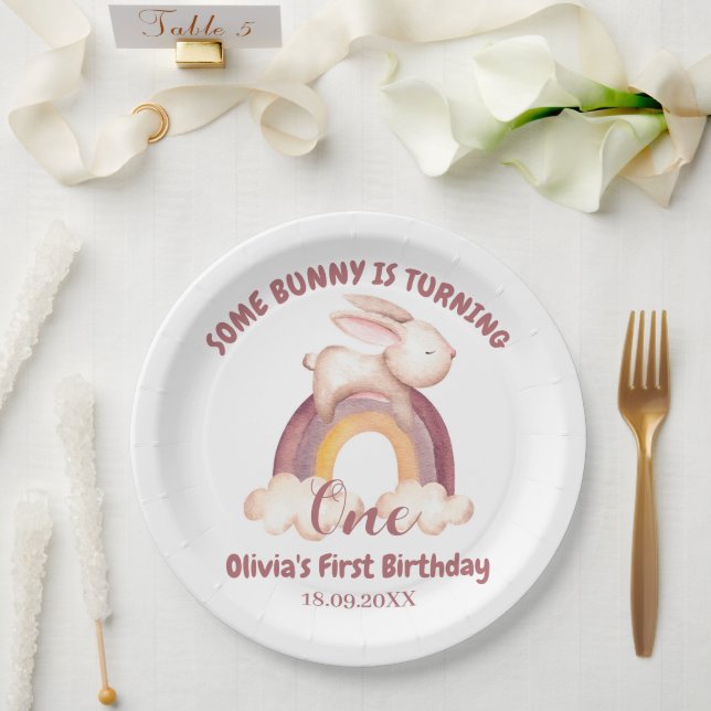Assiettes En Carton Un Lapin Tourne Un Lapin 1Er Anniversaire (Mariage)