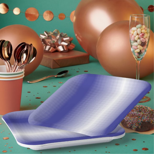 Assiettes En Carton Un motif géométrique bleu complexe avec symétrie (Multi)