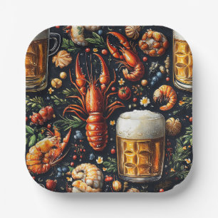 Assiettes En Carton Un motif pour les amateurs de bière et de fruits d