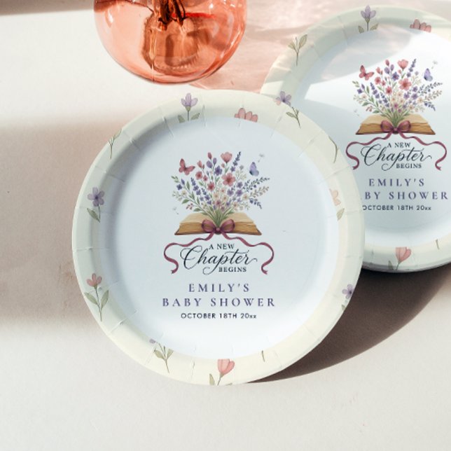 Assiettes En Carton Un nouveau chapitre commence le Baby shower Storyb (Créateur téléchargé)