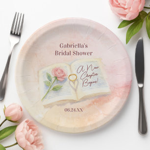 Assiettes En Carton Un nouveau chapitre commence rose Rose Rose Fête d