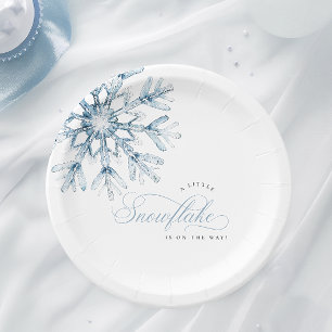 Assiettes En Carton Un petit Baby shower bleu Snowflake