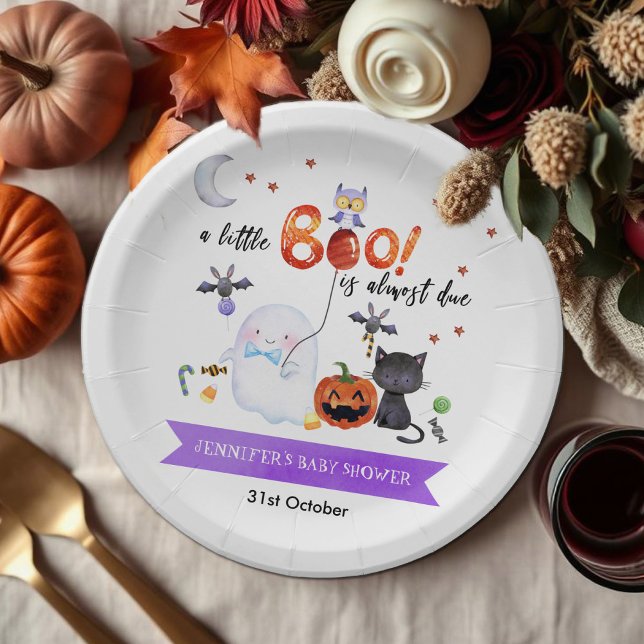 Assiettes En Carton Un petit Baby shower Boo Halloween (Créateur téléchargé)