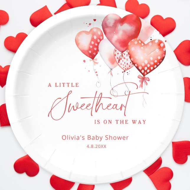 Assiettes En Carton Un petit Baby shower de ballons de Saint-Valentin (Créateur téléchargé)