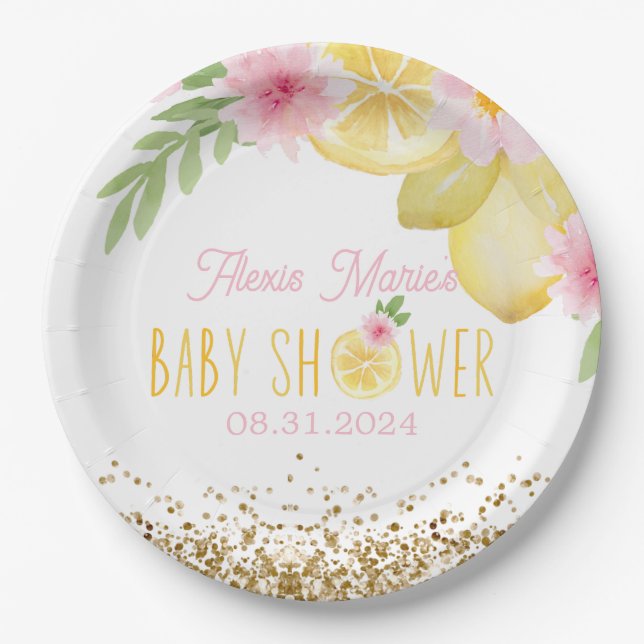 Assiettes En Carton Un petit Baby shower de citron doux (Devant)