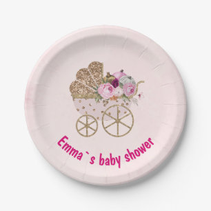 Assiettes En Carton Un petit Baby shower de fille Citrouille