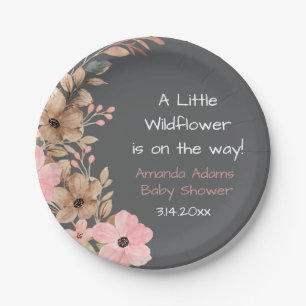 Assiettes En Carton Un Petit Baby shower De Fille Rose Fleur sauvage