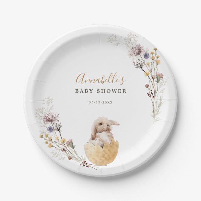Assiettes En Carton Un petit Baby shower de Pâques Bunny (Devant)