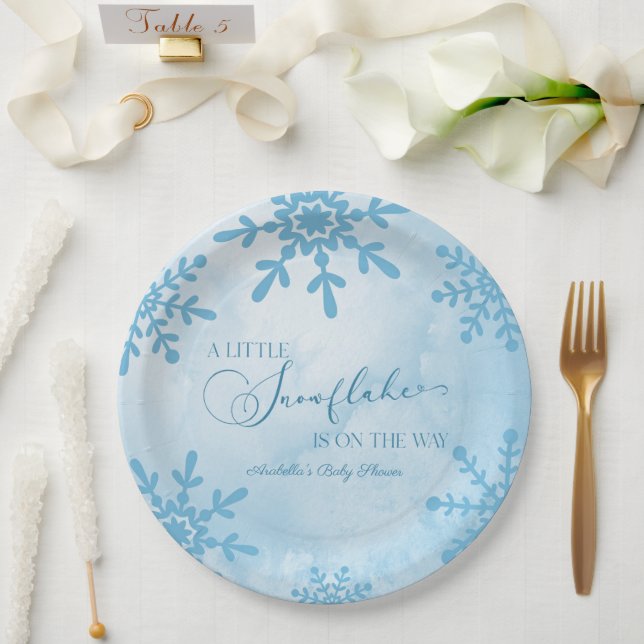Assiettes En Carton Un petit Baby shower de Wonderland Winter Flocon d (Mariage)