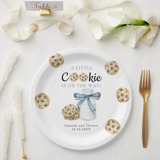 Assiettes En Carton Un petit biscuit est en route Baby shower (Mariage)