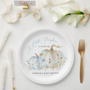 Assiettes En Carton Un Petit Citrouille Automne Garçon Baby shower Pla