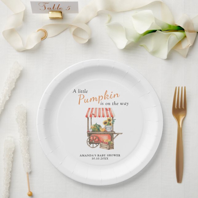 Assiettes En Carton Un petit Citrouille est en Baby shower (Mariage)
