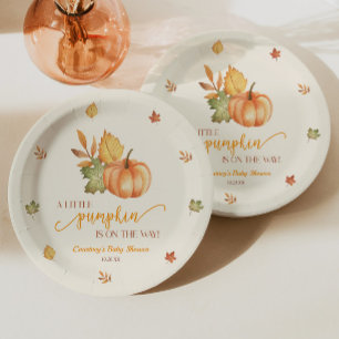 Assiettes En Carton Un Petit Citrouille Est En Route ! Baby shower