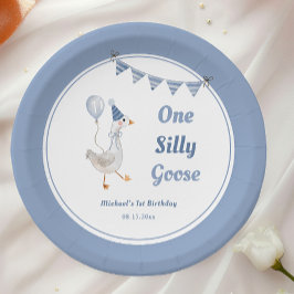 Assiettes En Carton Un petit garçon bleu oie bête 1er anniversaire