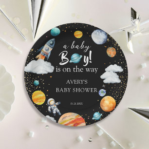 Assiettes En Carton Un Petit Garçon Est En Route Fête Bébé Espace