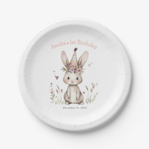 Assiettes En Carton Un petit lapin fête son premier anniversaire adora