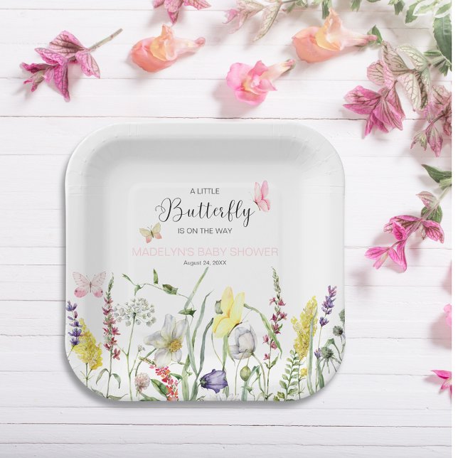 Assiettes En Carton Un Petit Papier Baby shower Floral Papier (Créateur téléchargé)