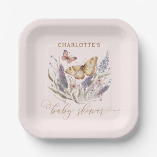 Assiettes En Carton Un Petit Papillon Est En Chemin De Baby shower