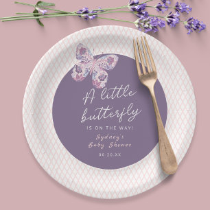 Assiettes En Carton Un petit papillon est sur le Baby shower Way