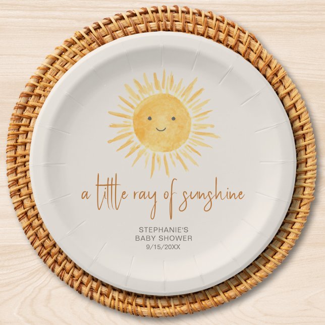 Assiettes En Carton Un Petit Rayon Du Baby shower Boho Sunshine (Créateur téléchargé)