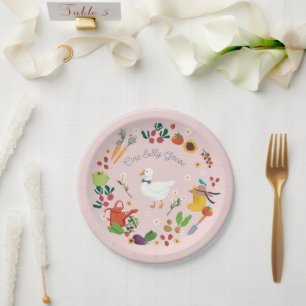 Assiettes En Carton Un Silly Goose Farmer Jardin Thème Rose