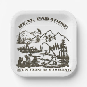 Assiettes En Carton Un vrai paradis Chasse & Pêche