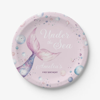 Assiettes En Carton Under the Sea Mermaid First Birthday Party