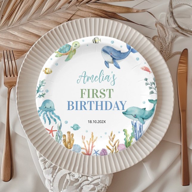 Assiettes En Carton Under The Sea Ocean Animals Birthday (Créateur téléchargé)