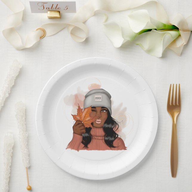 Assiettes En Carton Une Américaine Africaine Thankesgiving (Mariage)
