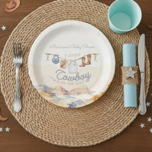 Assiettes En Carton Une Baby Shower Petit Cowboy Western Canyon
