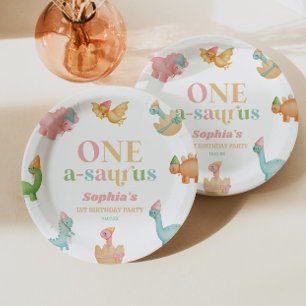 Assiettes En Carton Une fête d'anniversaire de première année A-Saurus