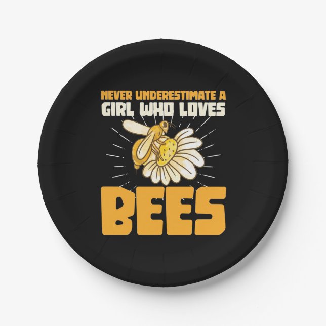 Assiettes En Carton Une fille qui aime les abeilles (Devant)